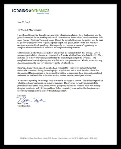 Lodging Dynamics recommendation